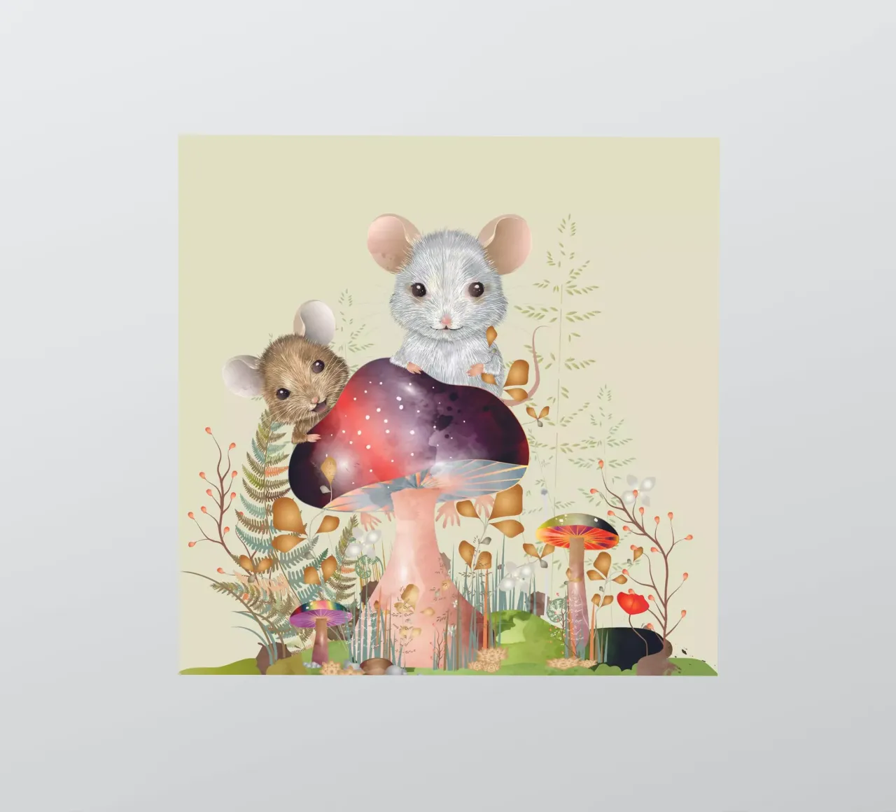 Mice in the enchanted forest - imaginative and playful sticker by kisho art