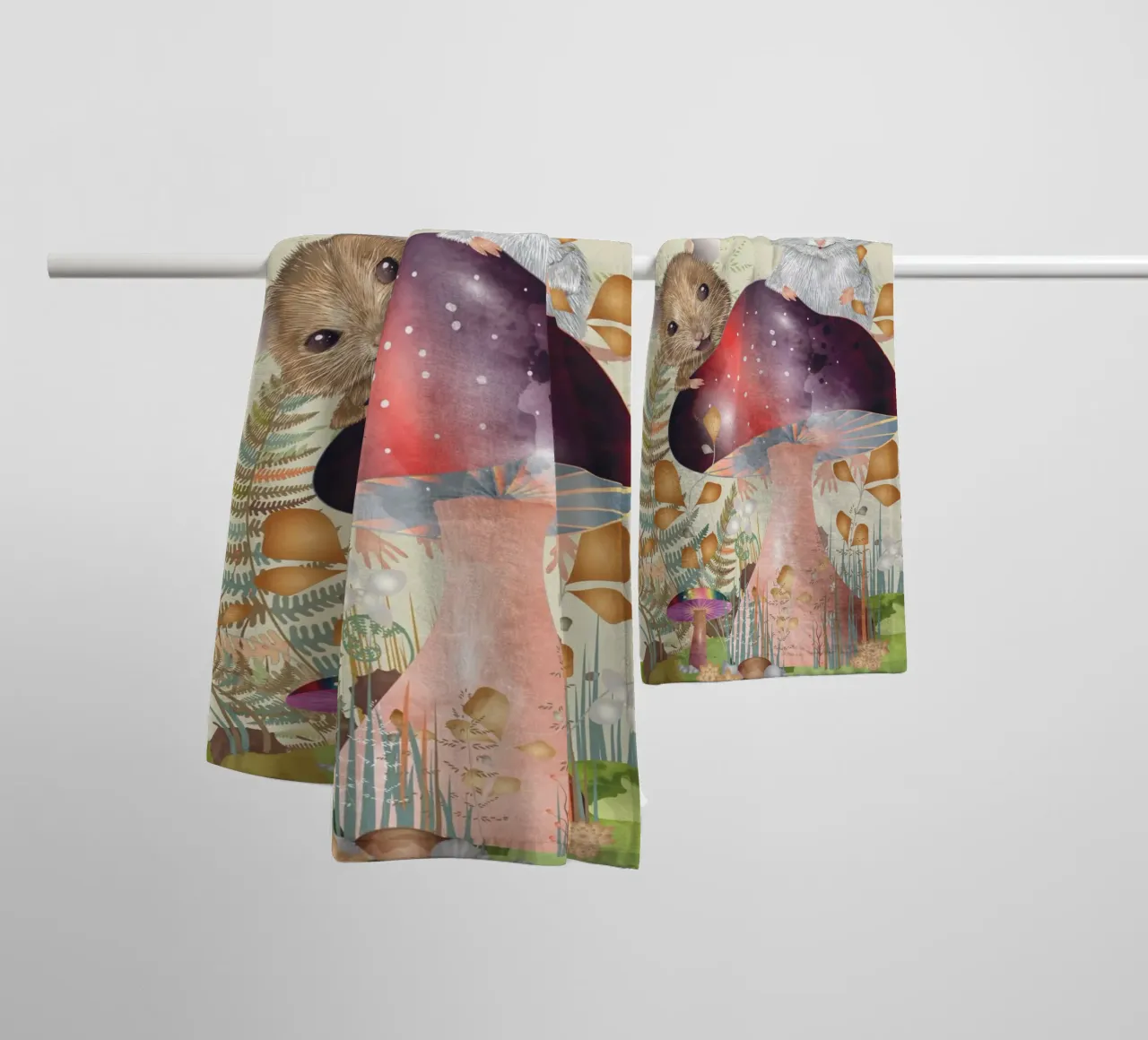 Mice in the enchanted forest - imaginative and playful towel by kisho art