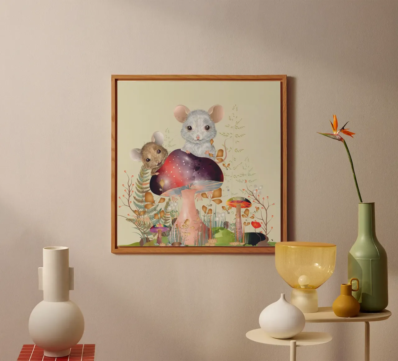 Mice in the enchanted forest - imaginative and playful forex plate by kisho art