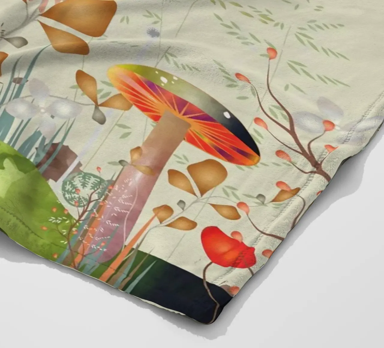 Mice in the enchanted forest - imaginative and playful fleece blanket by kisho art
