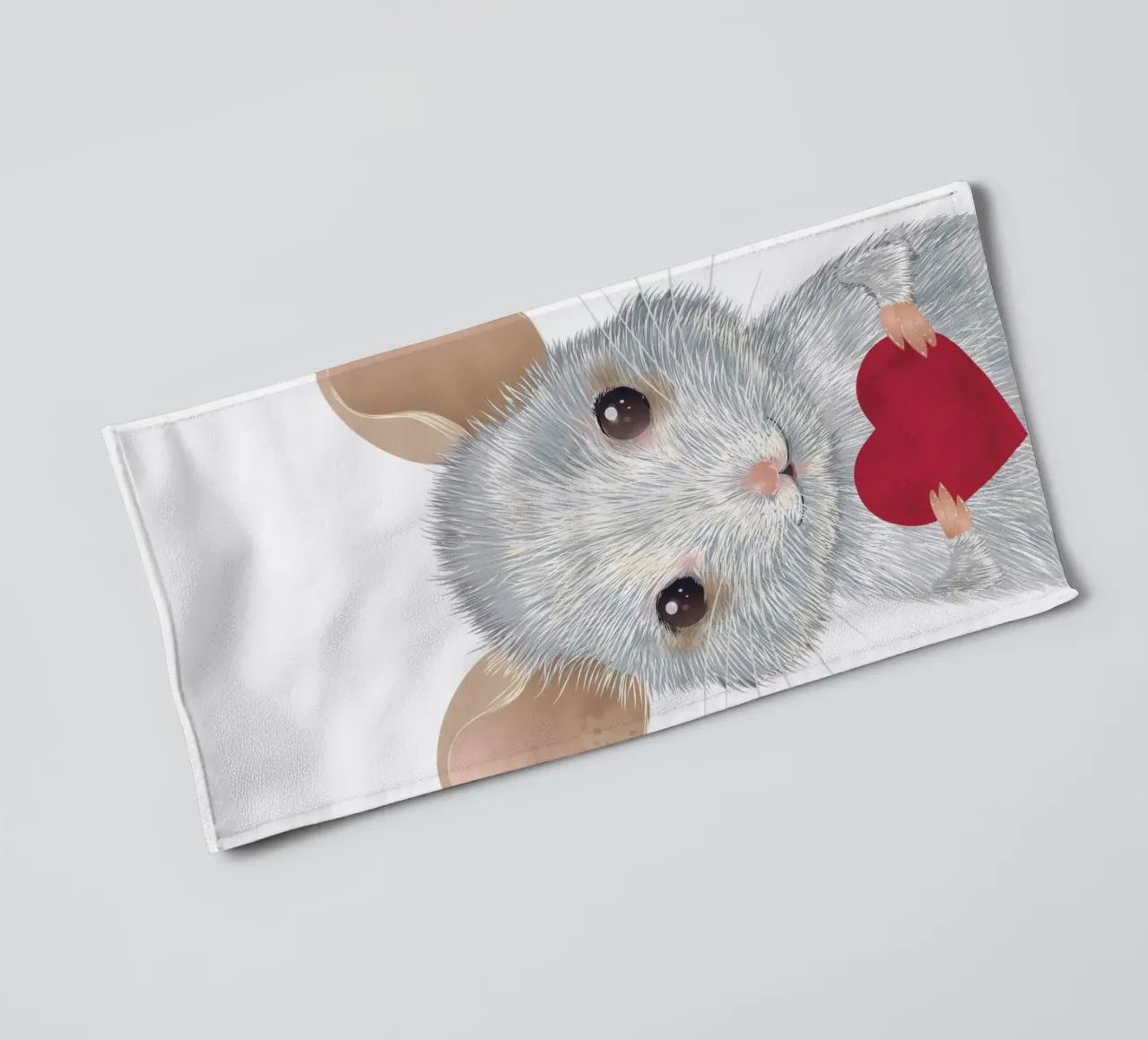 Souris de la Saint-Valentin - Affectueux et déchirant serviette de bain de kisho art