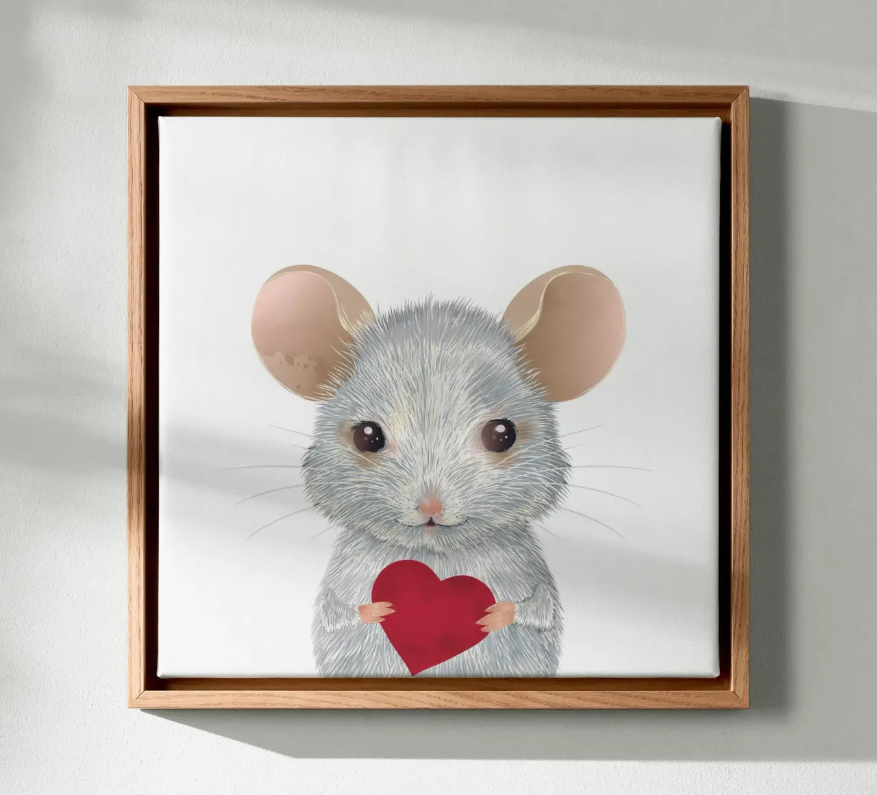 Valentijnsmuis - Liefdevol en hartverwarmend canvas met Baklijst van kisho art