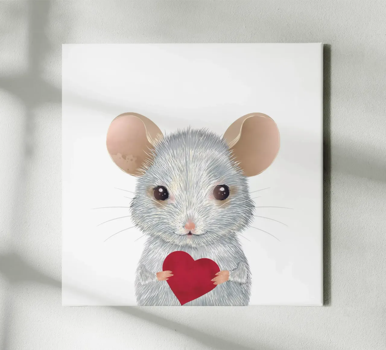 Valentijnsmuis - Liefdevol en hartverwarmend canvas met Baklijst van kisho art