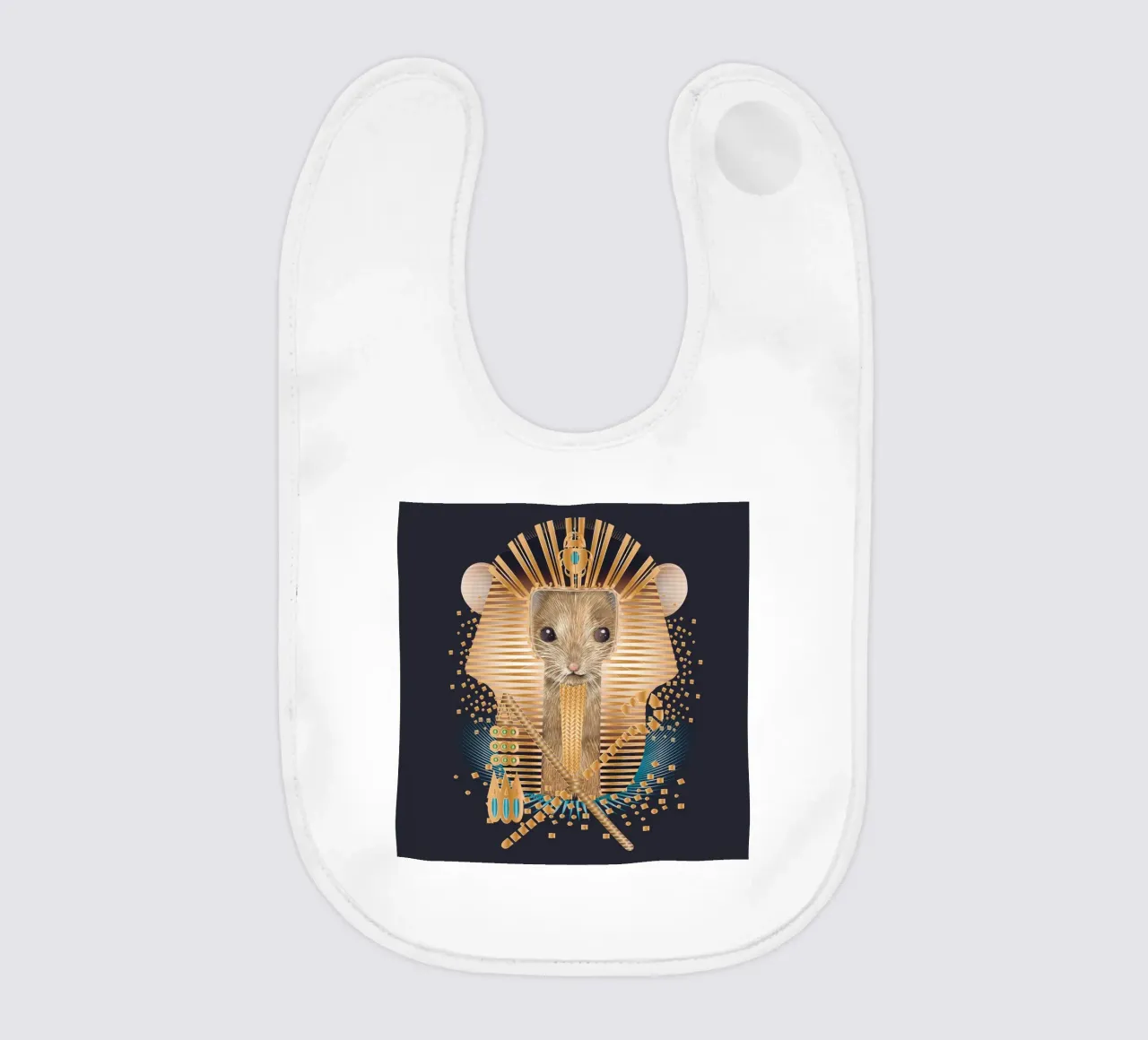 Pharaoh Mouse - Majestic and mystical baby bib by kisho art
