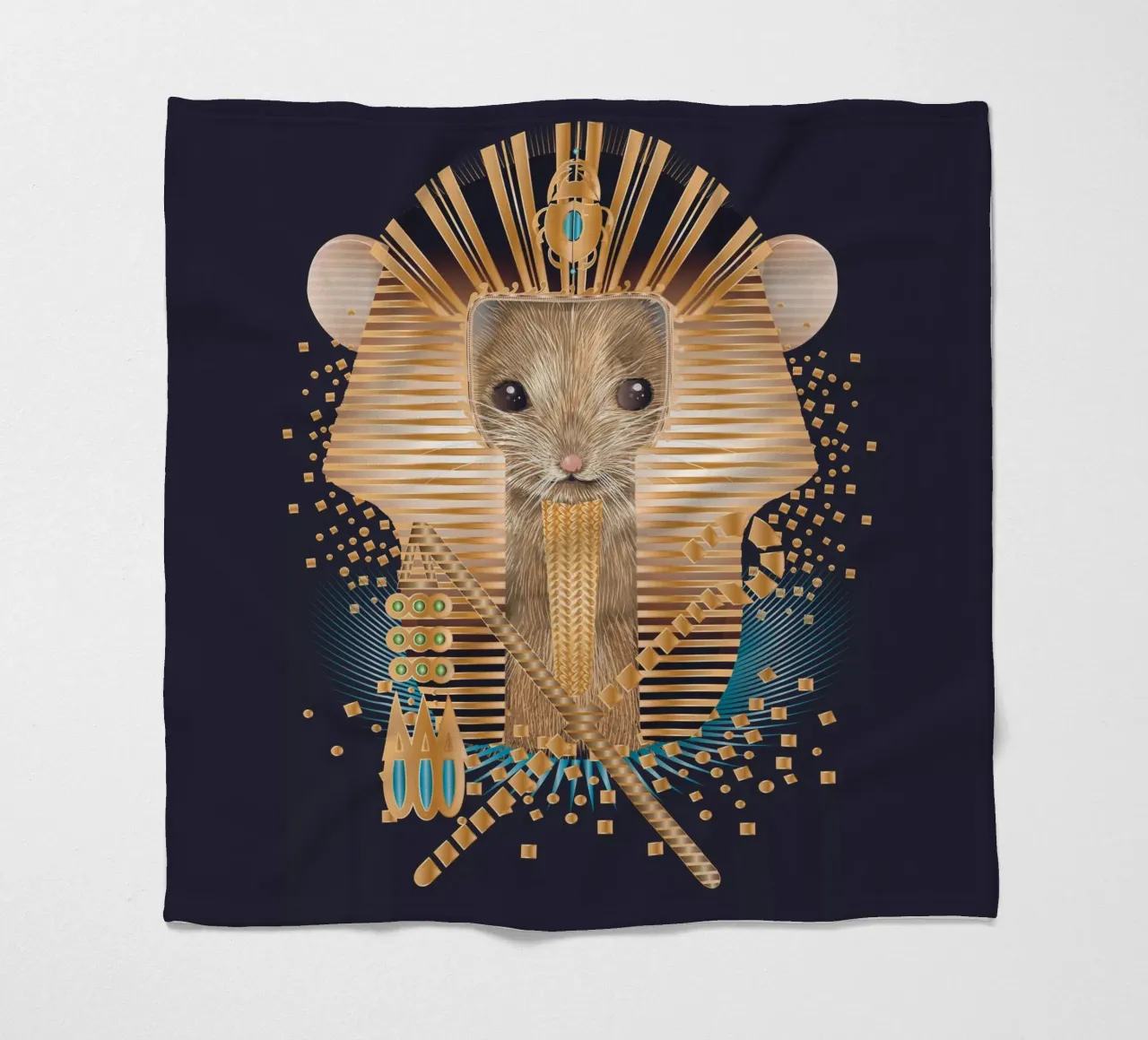 Pharaoh Mouse - Majestic and mystical fleece blanket by kisho art