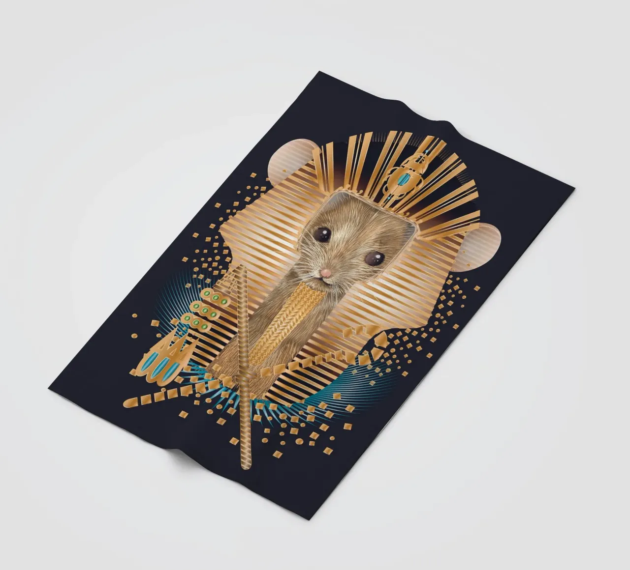 Pharaoh Mouse - Majestic and mystical fleece blanket by kisho art