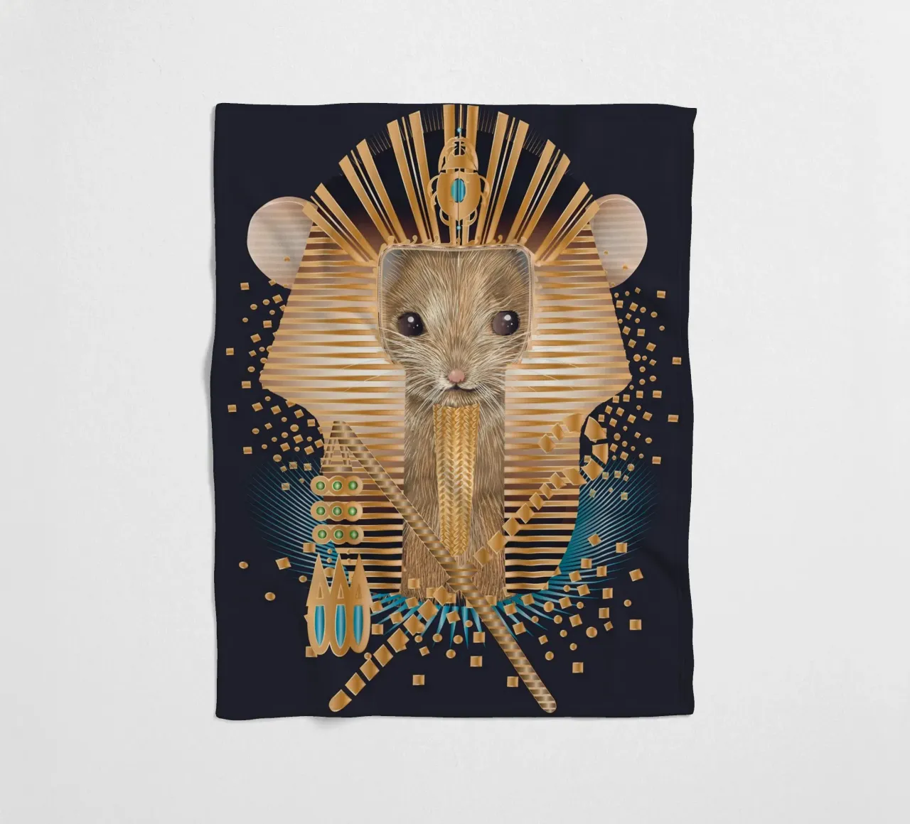 Pharaoh Mouse - Majestic and mystical fleece blanket by kisho art