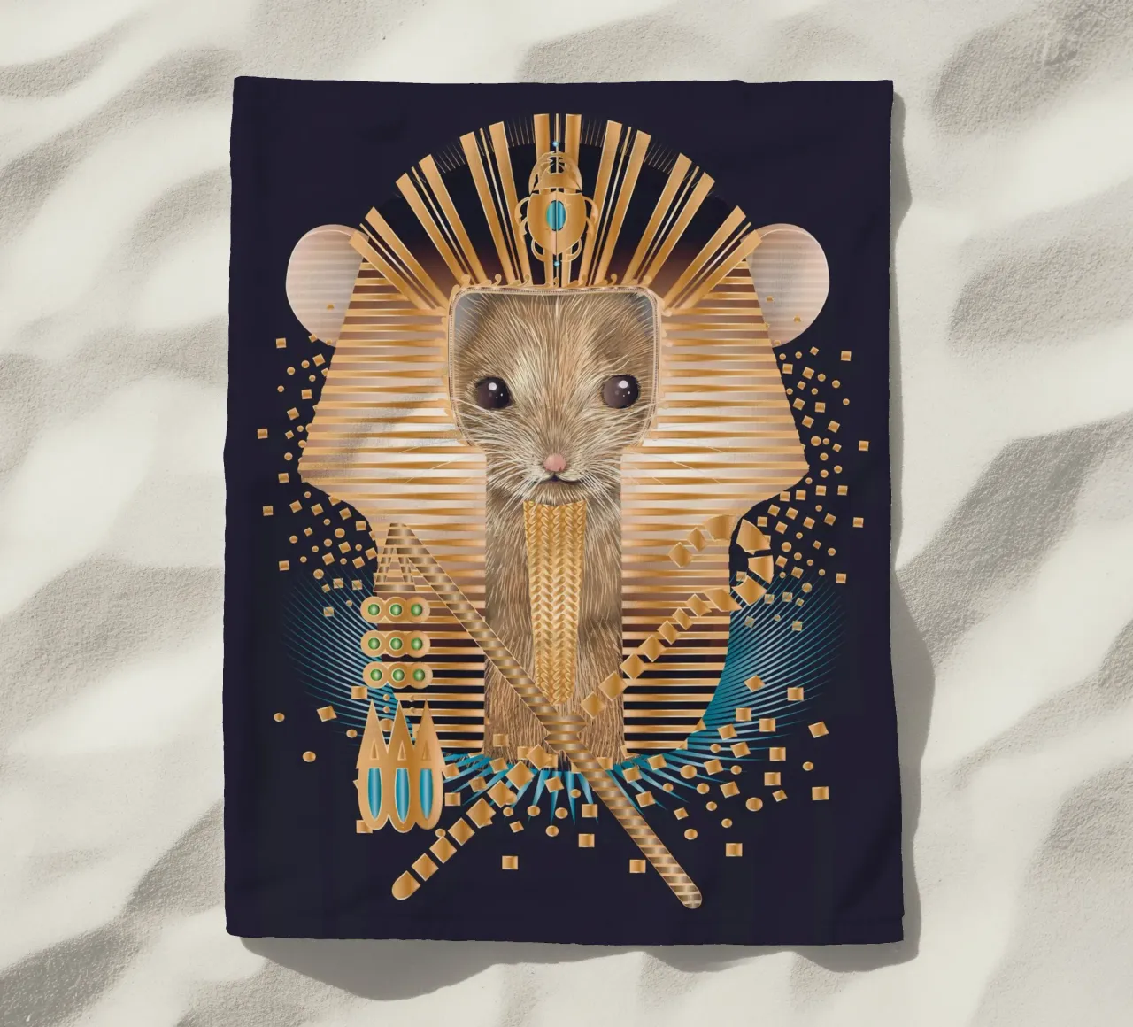 Pharaoh Mouse - Majestic and mystical beach towel by kisho art