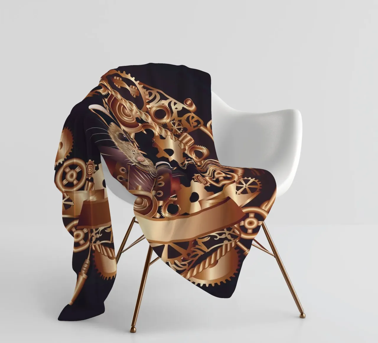 Steampunk mouse - creative and futuristic fleece blanket by kisho art