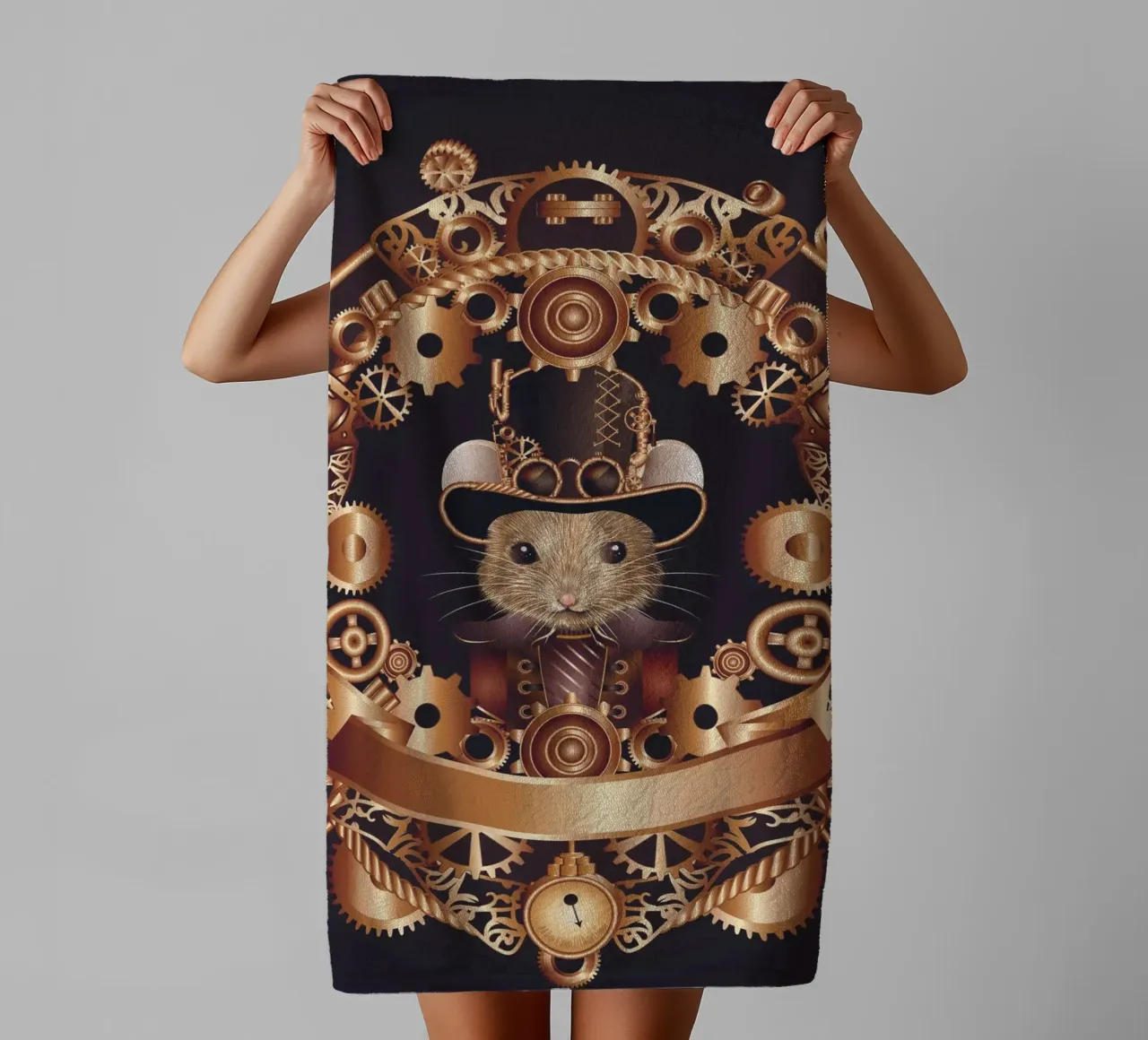 Steampunk mouse - creative and futuristic towel by kisho art