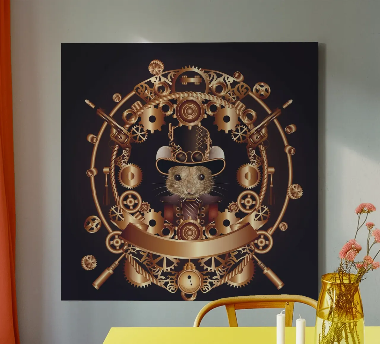 Steampunk mouse - creative and futuristic canvas by kisho art