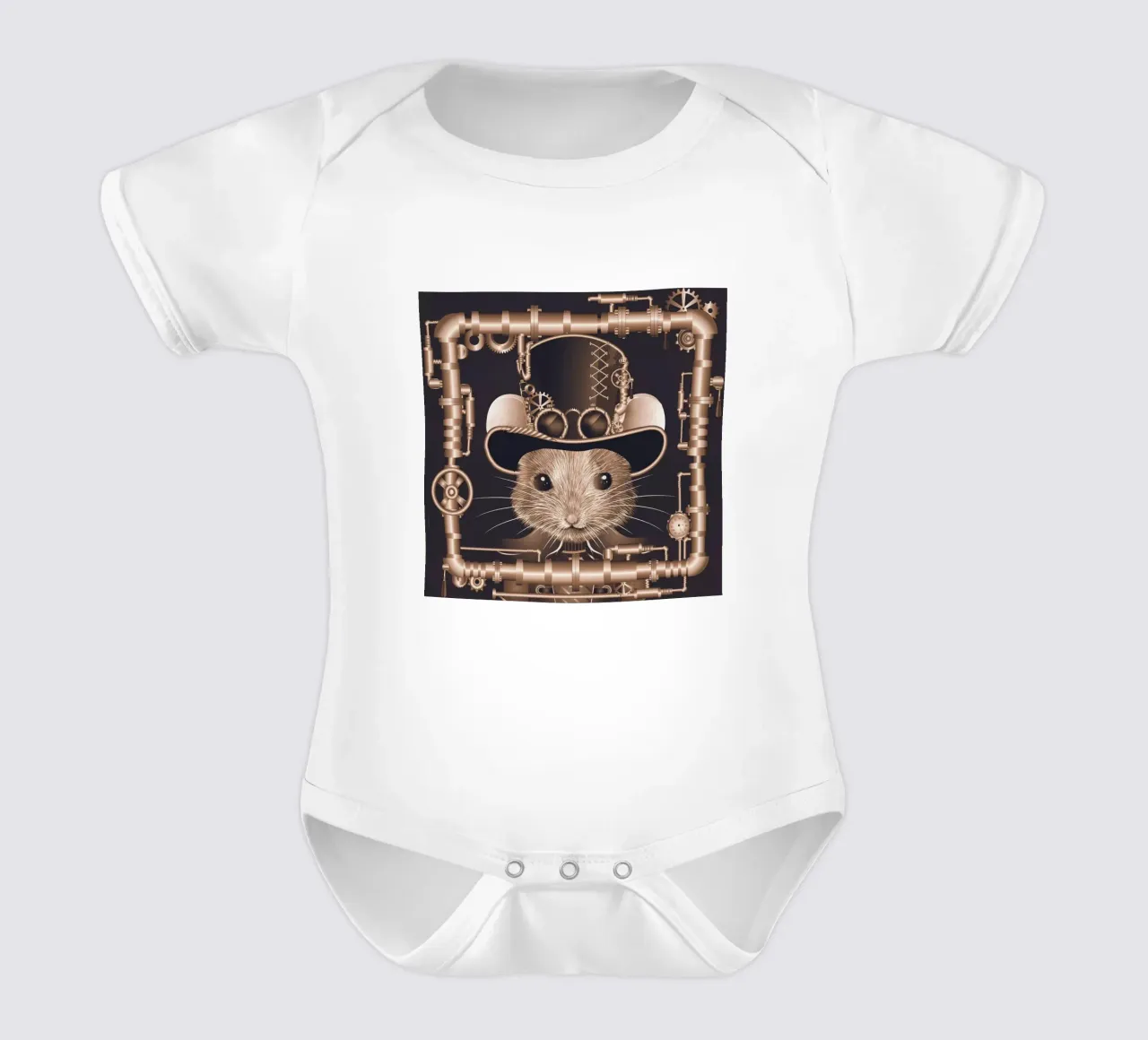 Steampunk mouse - creative and futuristic short-sleeve baby romper by kisho art