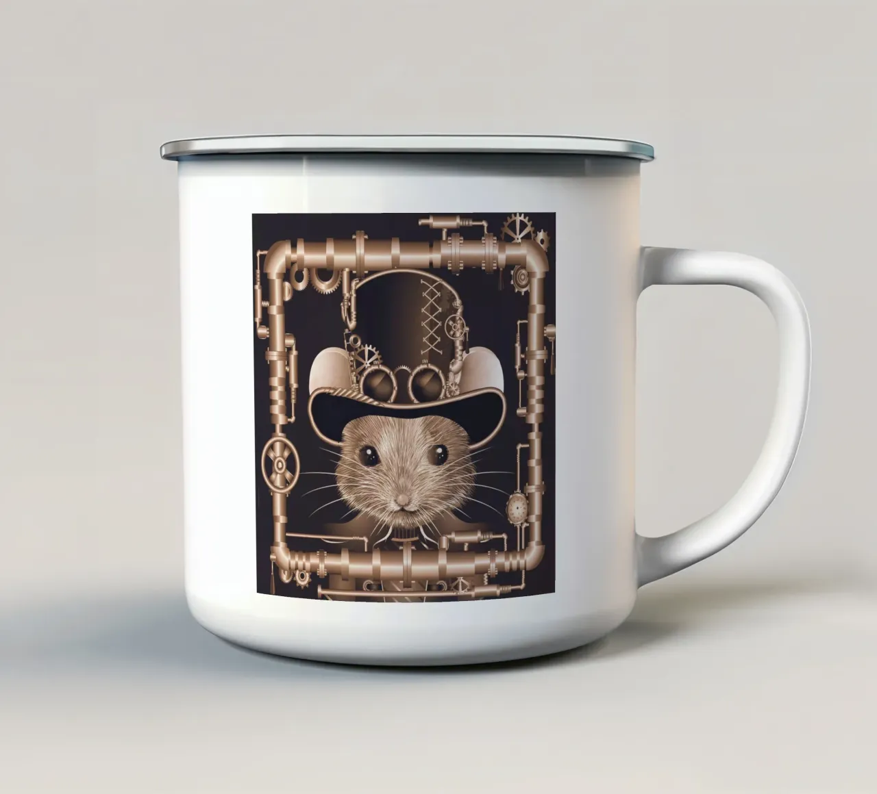 Topo steampunk - creativo e futuristico tazza in smalto da kisho art