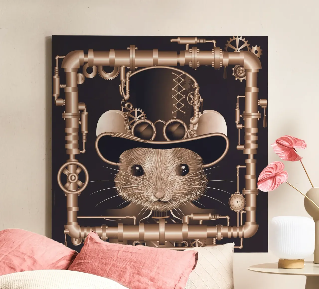 Steampunk mouse - creative and futuristic canvas by kisho art