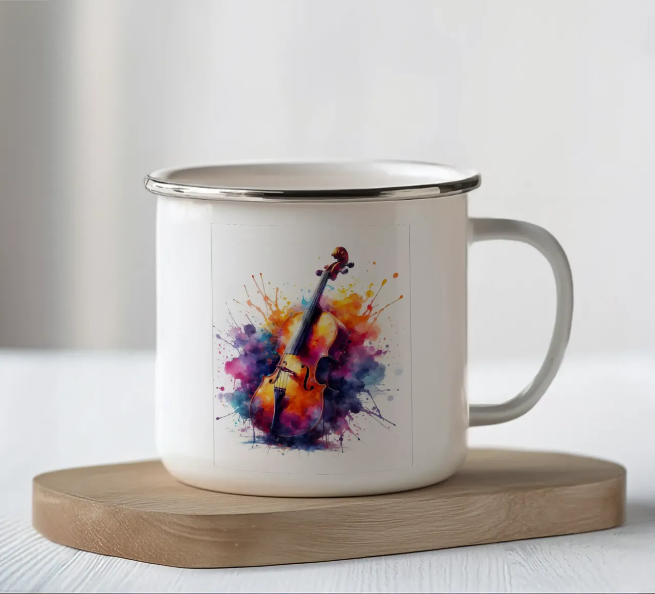 Violino in acquerello tazza in smalto da ARTVI-SHOP