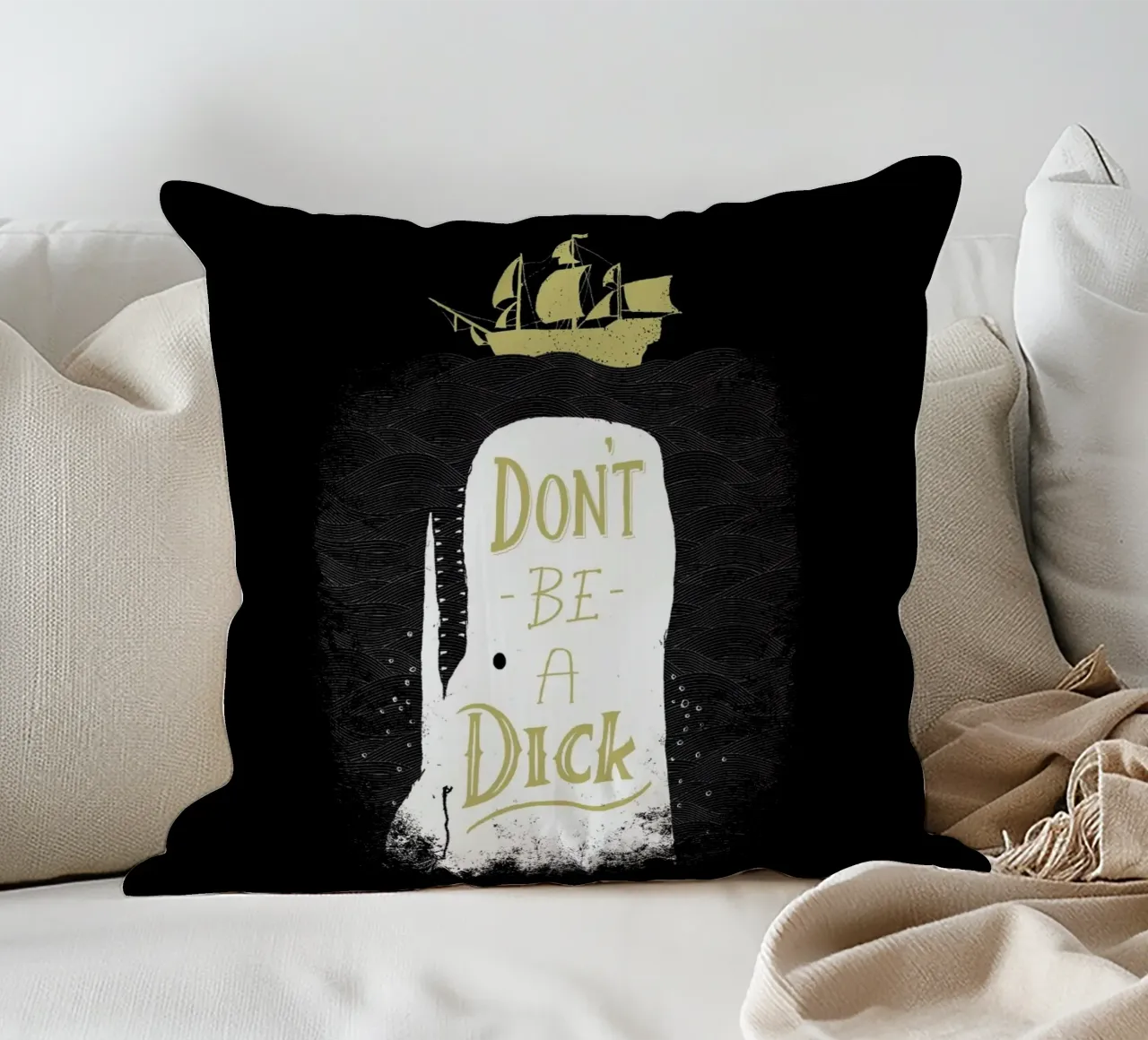 Don't Be a Moby decorative cushion by DinoMike