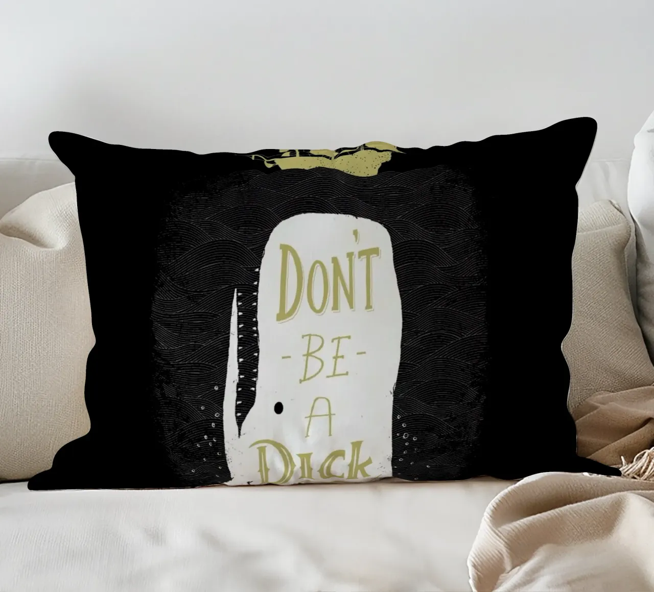 Don't Be a Moby decorative cushion by DinoMike