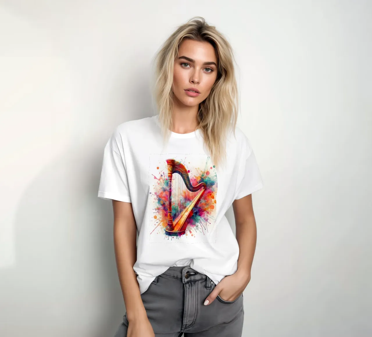 arpa in acquerello t-shirt da ARTVI-SHOP