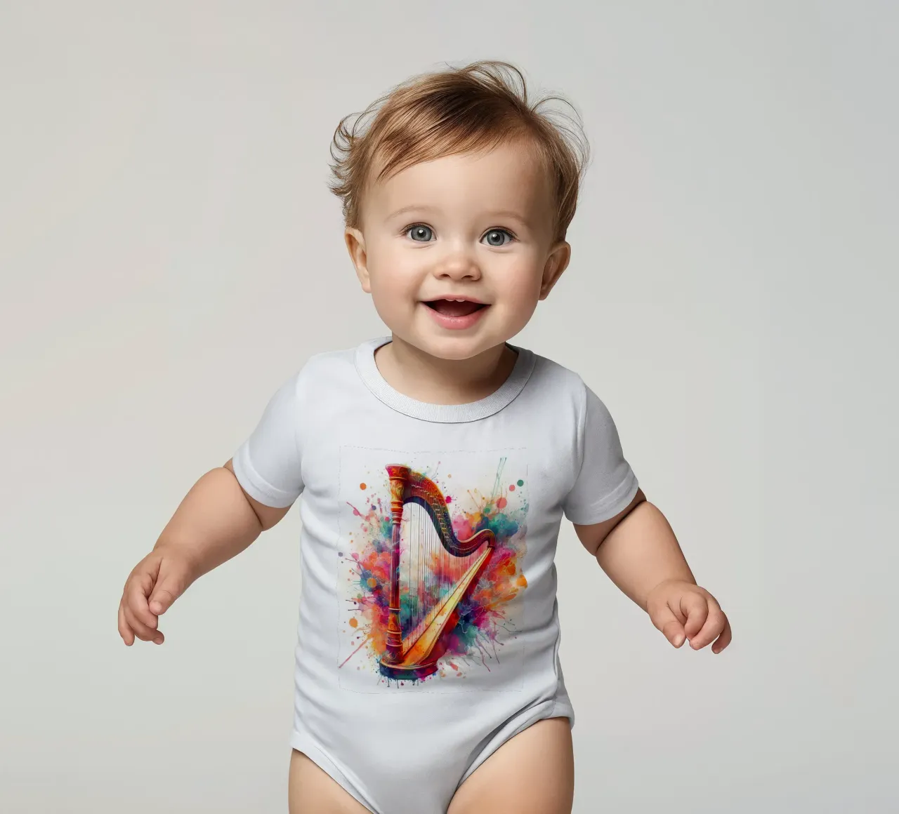 arpa in acquerello body neonato maniche corte da ARTVI-SHOP