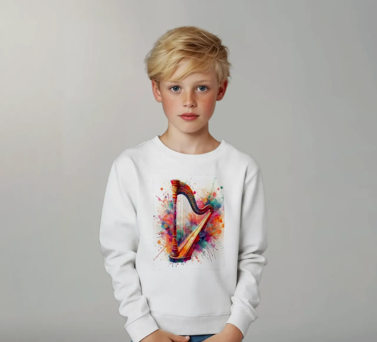 arpa in acquerello felpa bambino da ARTVI-SHOP