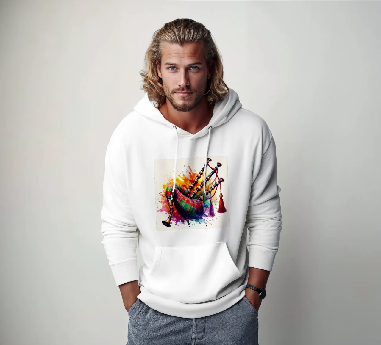 Zampogna ad acquerello felpa con cappuccio da 🎁 NOBELART