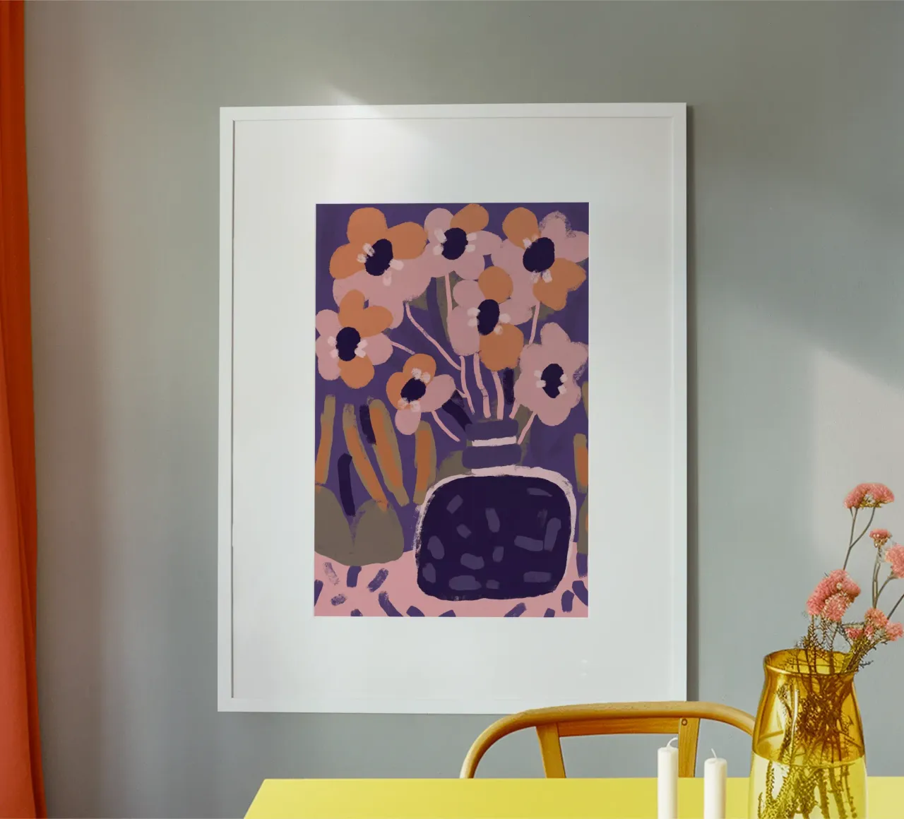 Pastel Flower Impression No 5 poster con telaio in plastica da treechild