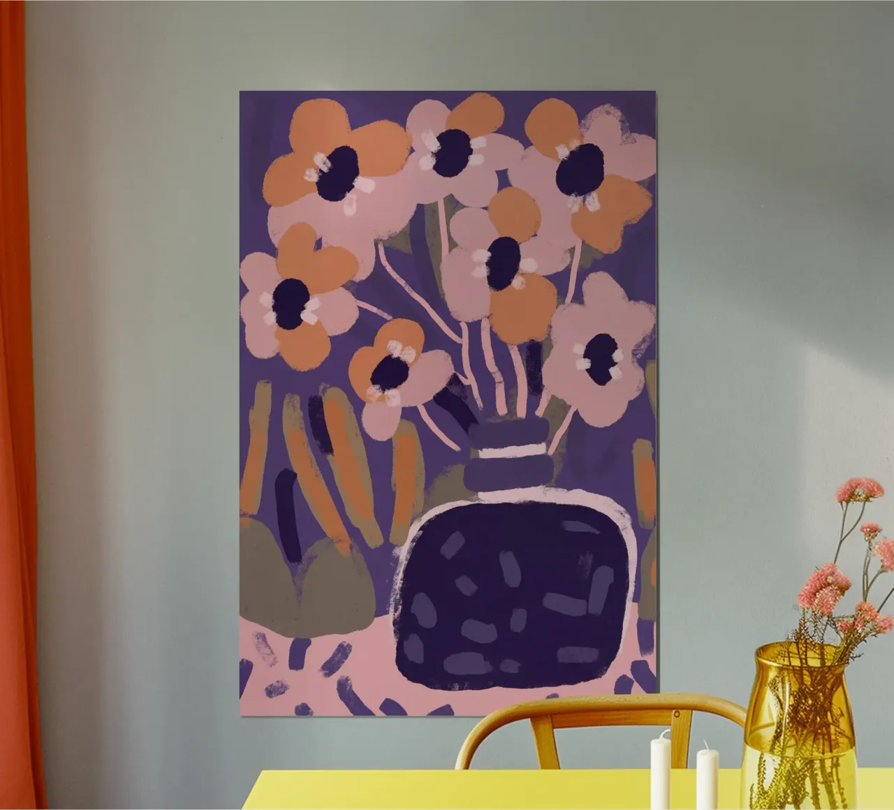 Pastel Flower Impression No 5 poster con telaio in plastica da treechild