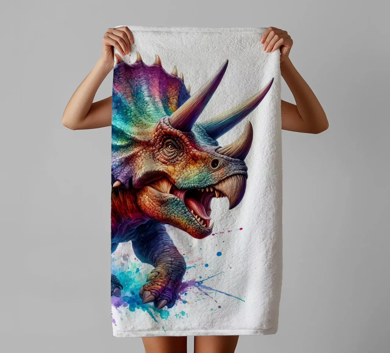 Dinosauro ad acquerello asciugamano da bagno da 🎁 ARTVI-SHOP