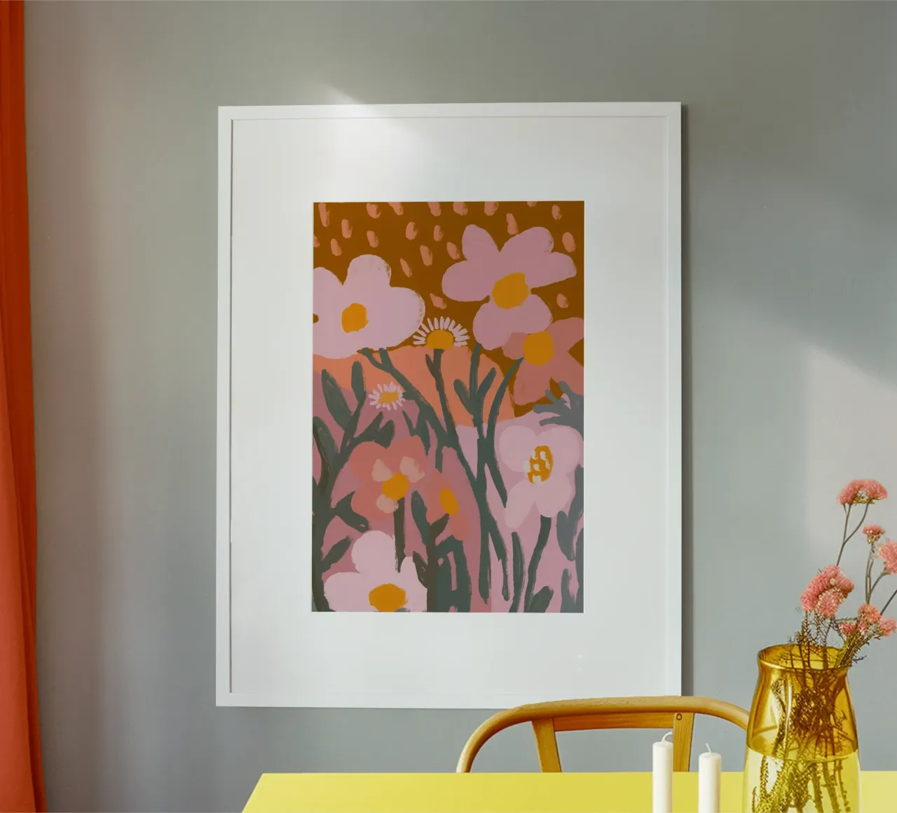 Pastel Flower Impression No 8 poster con telaio in alluminio da treechild