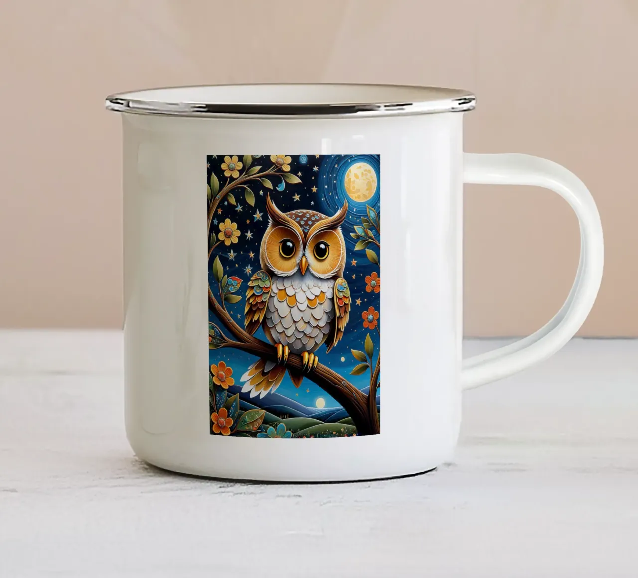 Il gufo tazza in smalto da ARTVI-SHOP