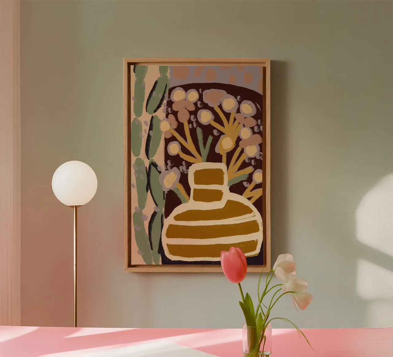 Pastel Flower Impression No 9 lienzo con Marco flotante de treechild