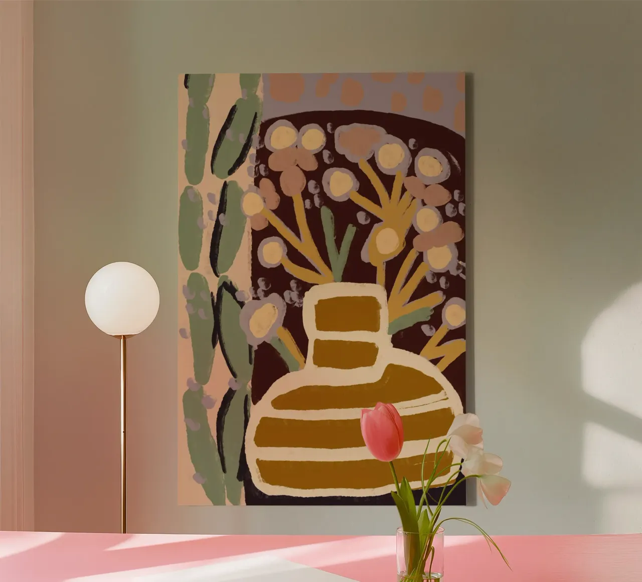 Pastel Flower Impression No 9 lienzo con Marco flotante de treechild