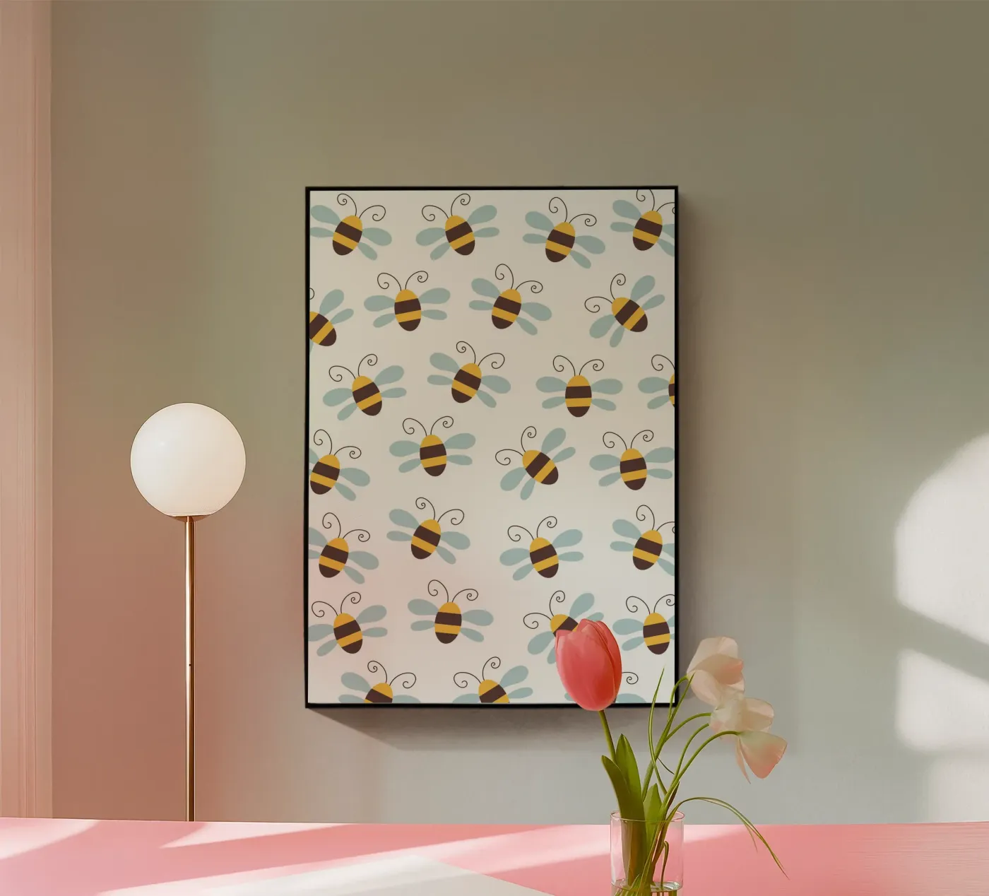Bees pattern acryl van Happypatterns