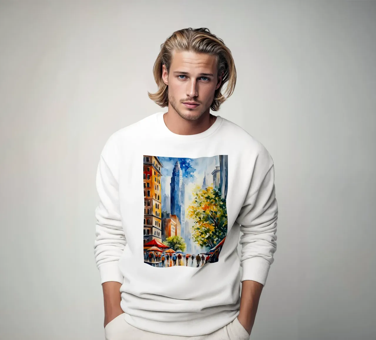 Acquerello di New York felpa da 🎁 ARTVI-SHOP