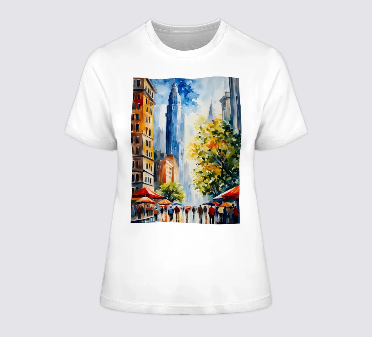 Aquarelle de New York t-shirt ajusté pour femmes de 🎁 ARTVI-SHOP