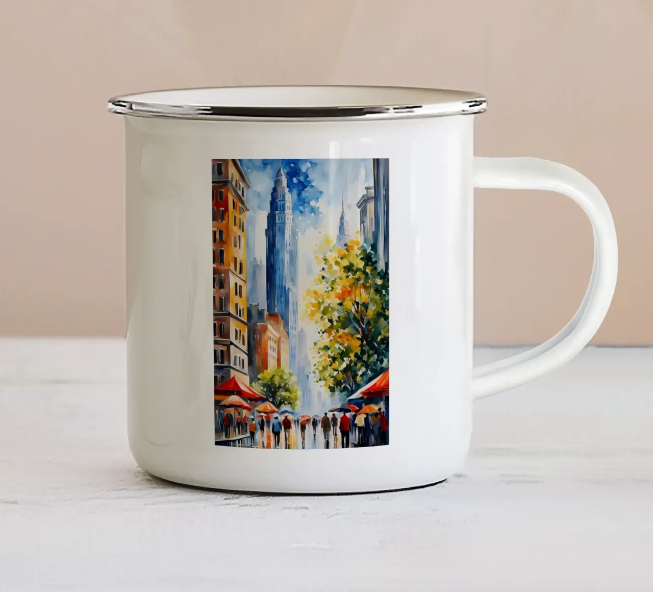 Acquerello di New York tazza in smalto da 🎁 ARTVI-SHOP