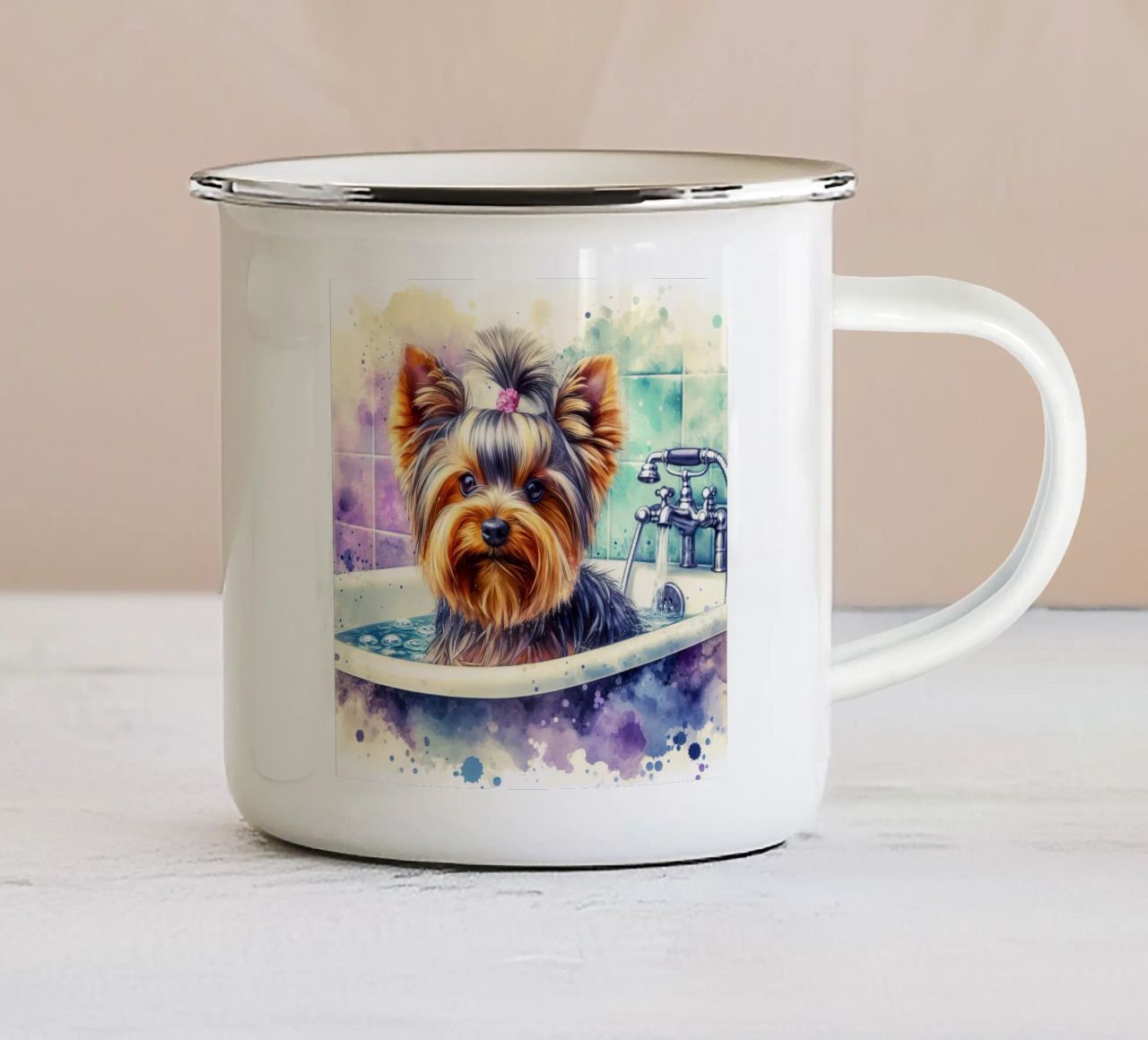 Yorkshire terrier tazza in smalto da ARTVI-SHOP
