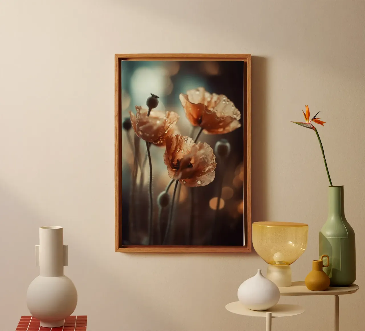Wet Poppy No 1 canvas met Baklijst van treechild