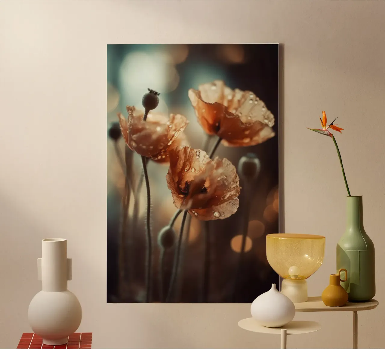 Wet Poppy No 1 canvas met Baklijst van treechild