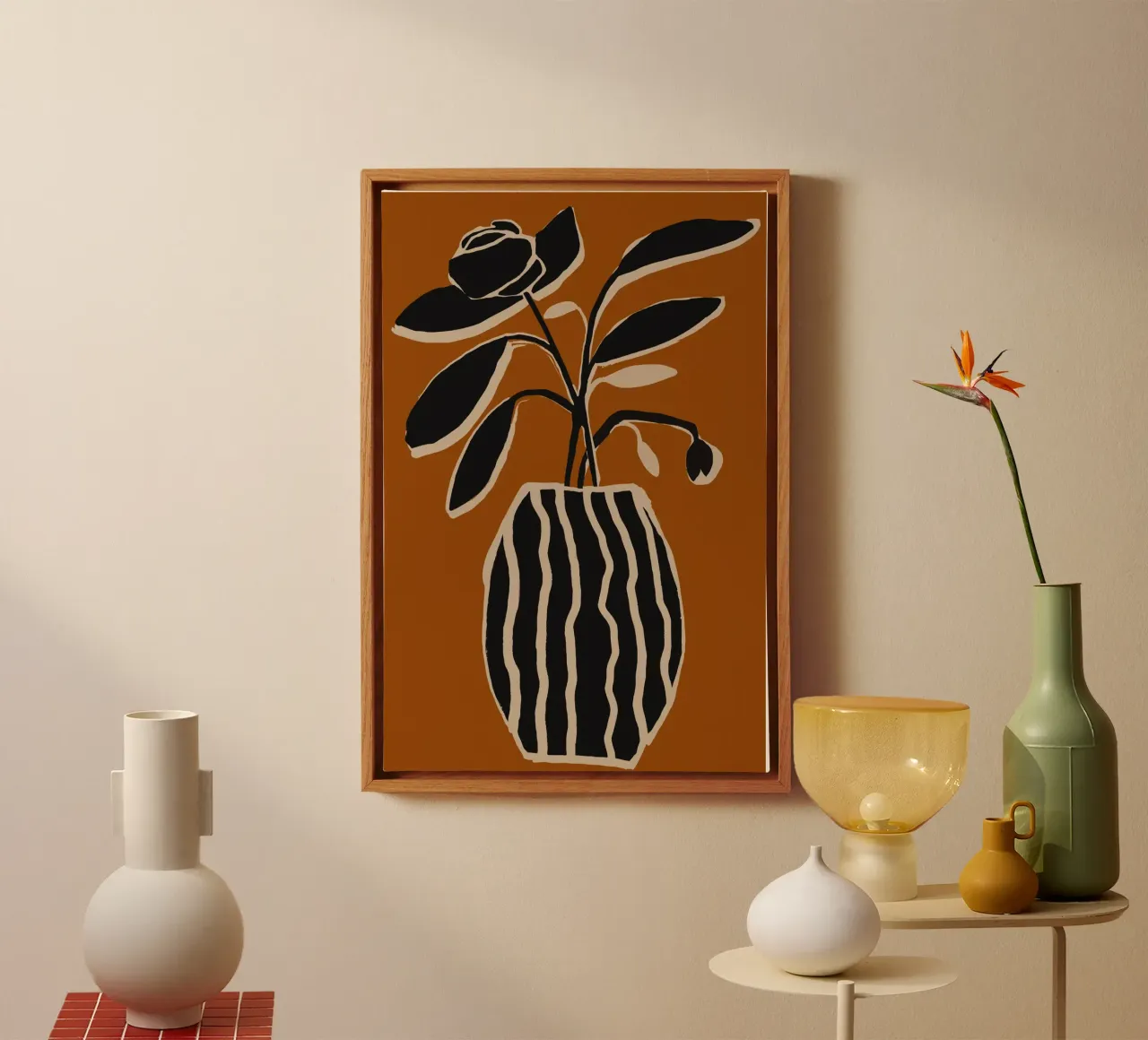 Ochre Still Life No 5 tela con Cornice a cassetta da treechild