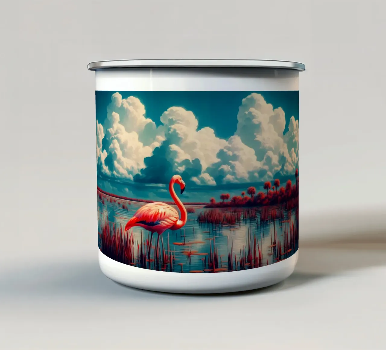 ROSA INFIAMMATA tazza in smalto da RUBIANT ART