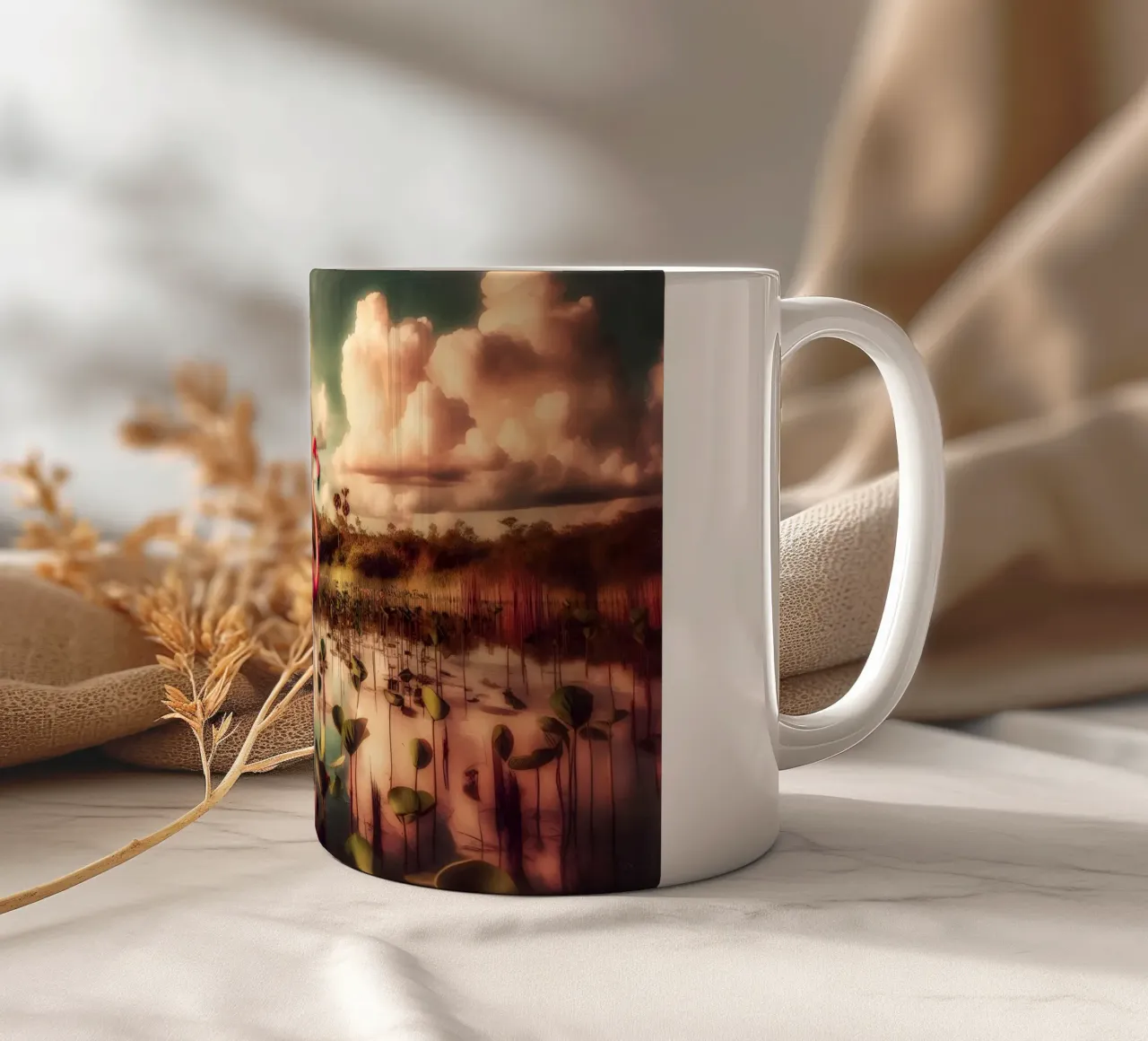 ROSA INFIAMMATA tazza in ceramica da RUBIANT ART