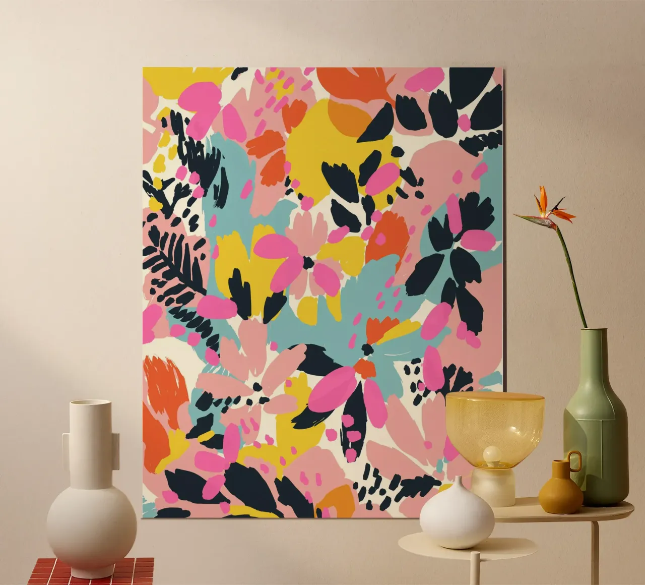 Summer Flowers No 1 poster con telaio in legno da treechild
