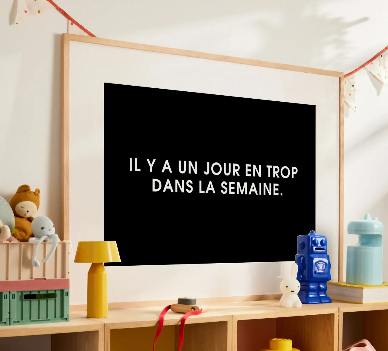 Il y a un jour en trop dans la semaine - Black poster con telaio in alluminio da Intertitres