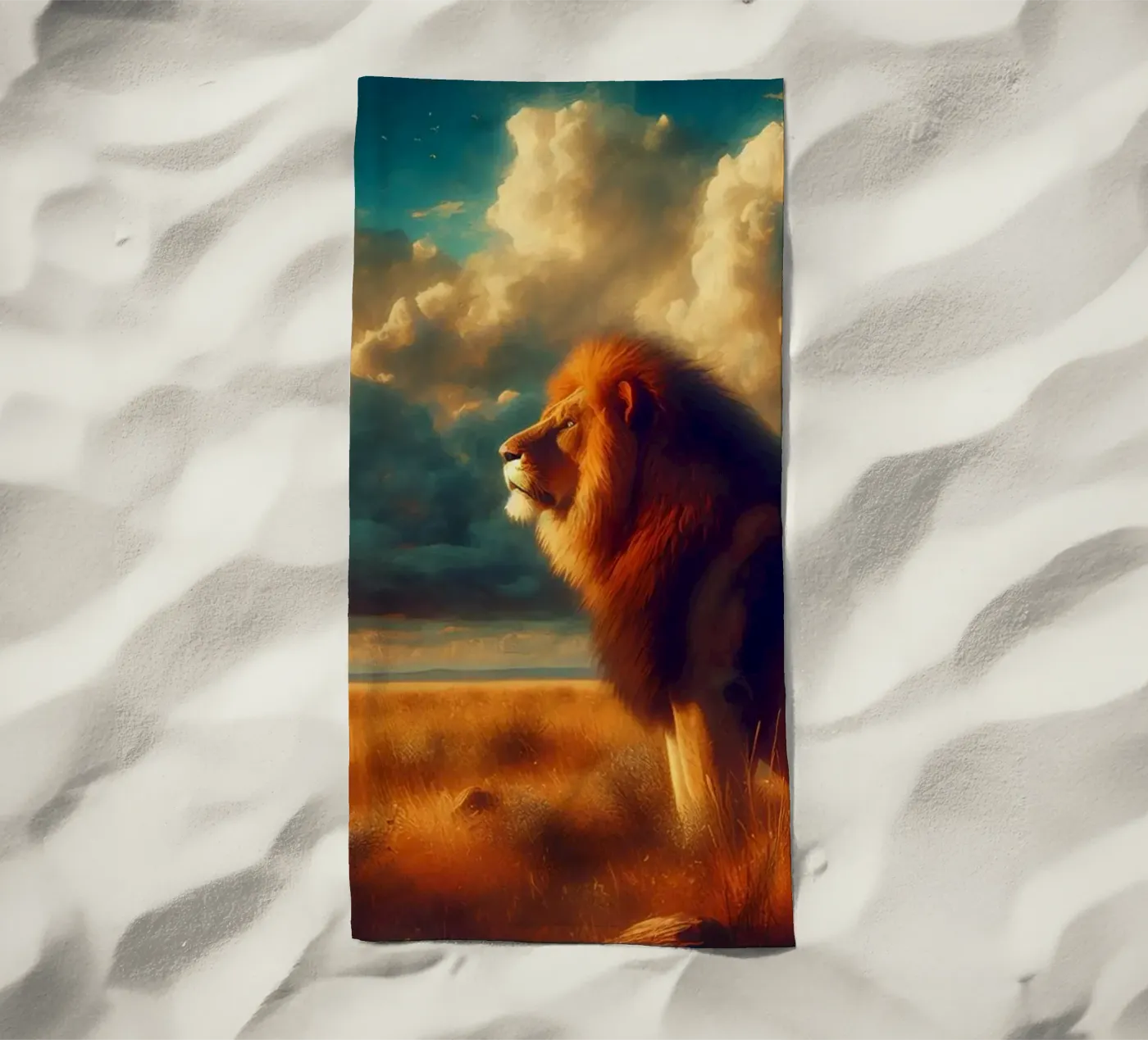 LION beach towel by RUBIANT ART