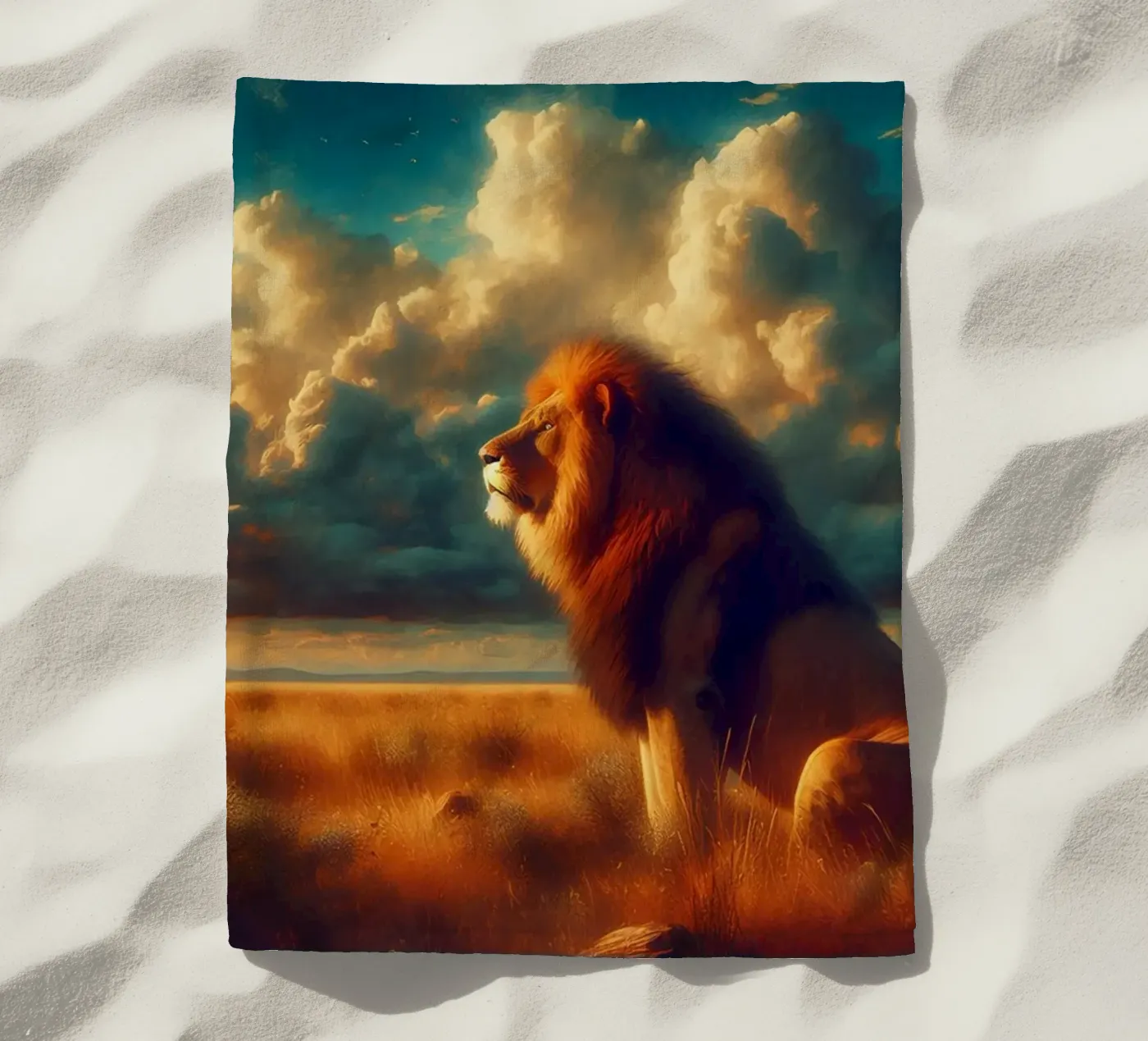 LION beach towel by RUBIANT ART