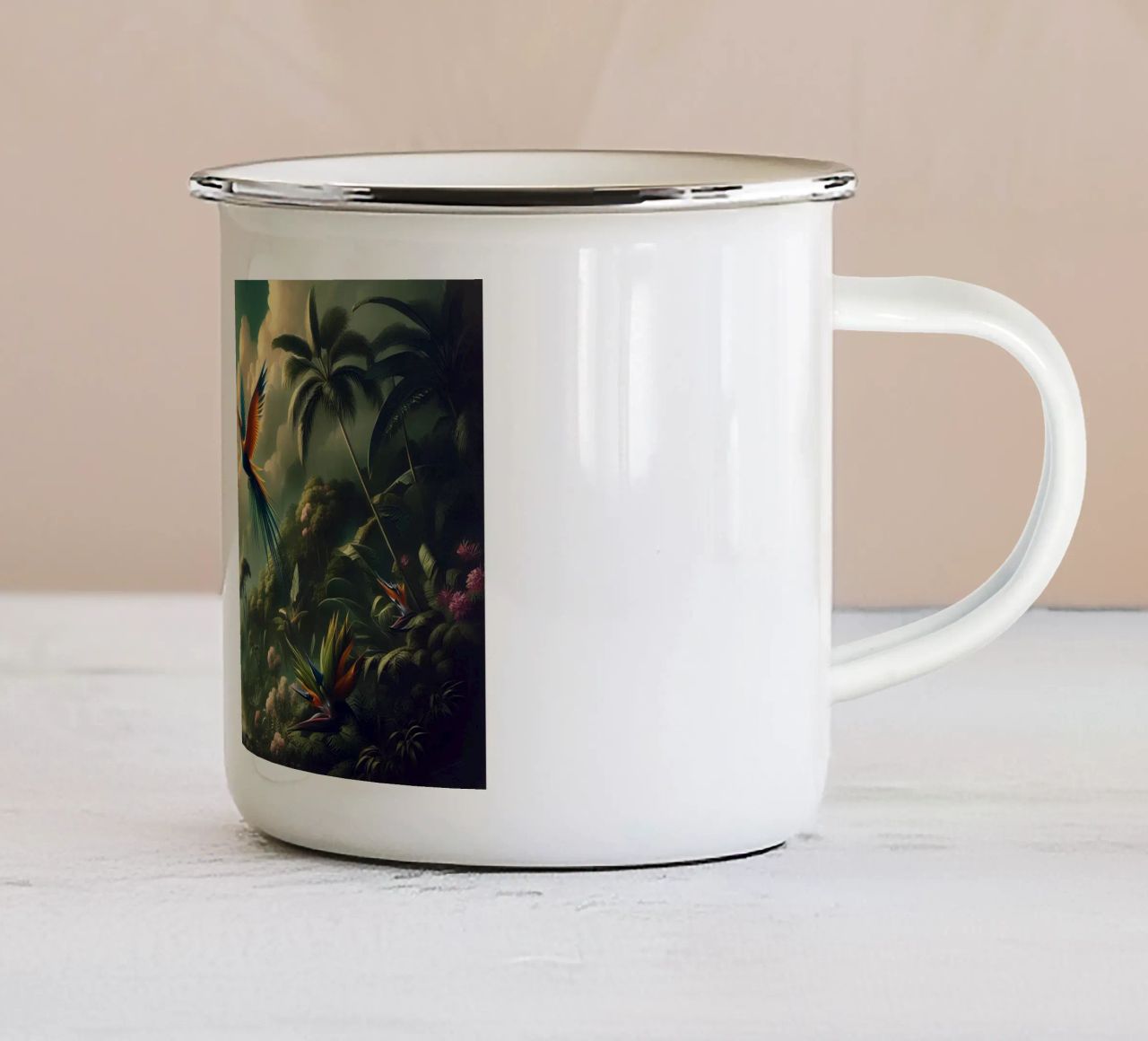 UCCELLO DEL PARADISO tazza in smalto da RUBIANT ART