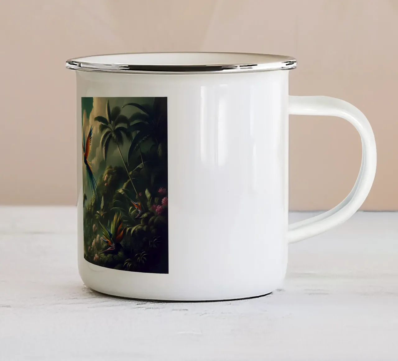 UCCELLO DEL PARADISO tazza in smalto da RUBIANT ART