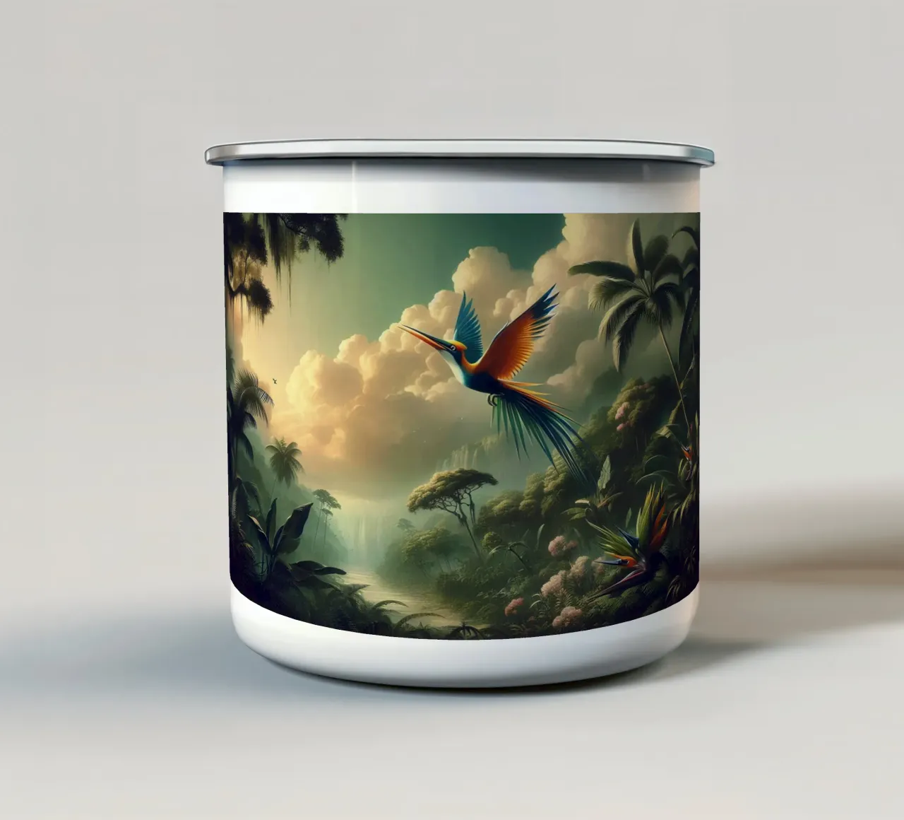 UCCELLO DEL PARADISO tazza in smalto da RUBIANT ART