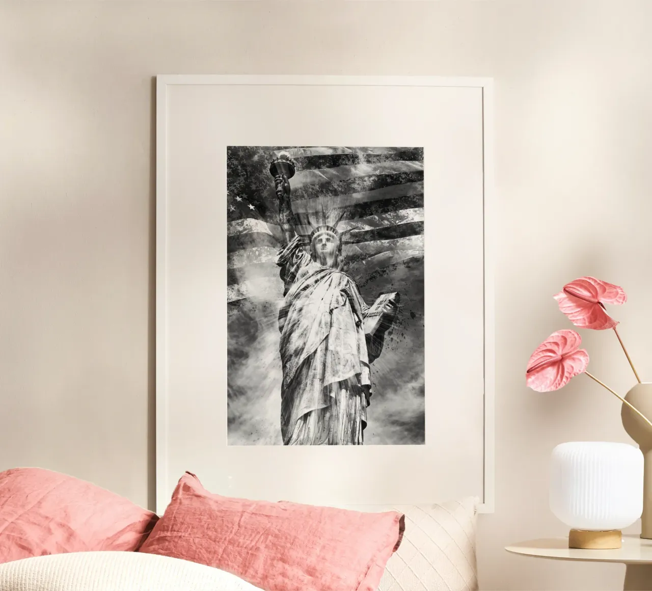 Arte monocromatica STATUA DELLA LIBERTÀ poster da Melanie Viola